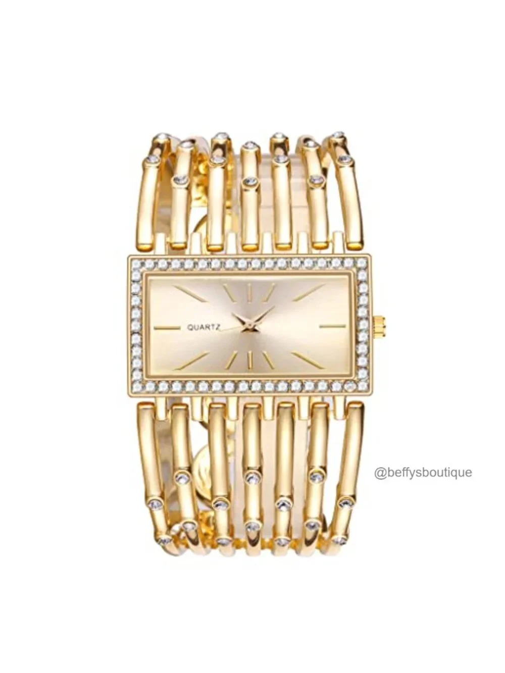 Luxury Rectangular Watch for Women Skeleton Dial Stainless Steel Bracelet Dress